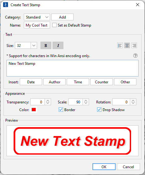 Creating a Text Stamp PDF Editor PDF Studio User Guide