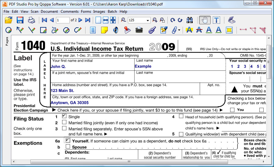 Fill and Save interactive forms. All types of form fields are supported: text fields, combo boxes, check boxes, lists, radio buttons